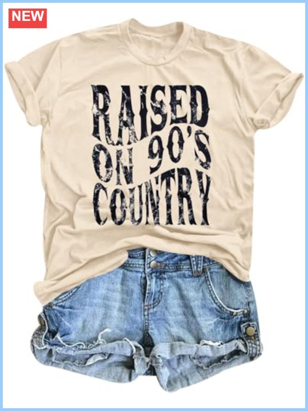 Raised on 90s Country Graphic Tee Western Concert Shirt Womens Cotton Blend
